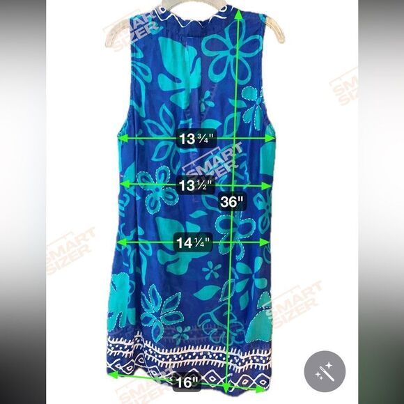 Tommy Bahama S Blue Green Embroidered Floral Semi-Sheer Bathing Suit Cover-Up - Picture 4 of 8